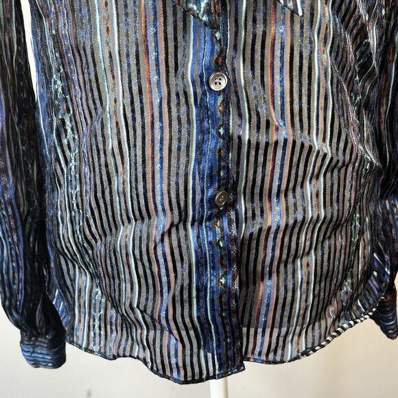 Veronica Beard Malaya Tie-Neck Printed Silk Devoré-Satin Blouse Size 8 - Picture 5 of 14